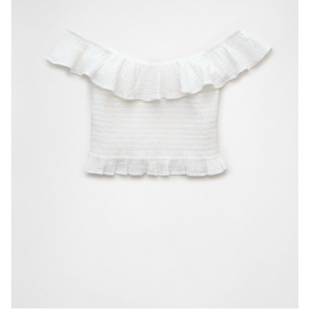 AE Off-the-shoulder smocked tube top - white - size Med